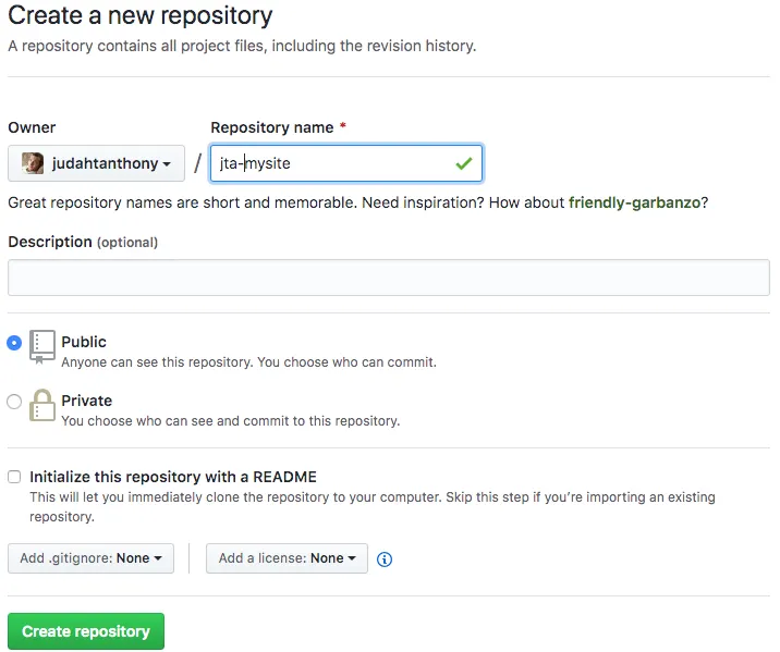 github create repo